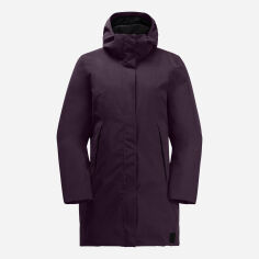 Акція на Куртка демісезонна подовжена з капюшоном жіноча Jack Wolfskin Salier Coat 1116141_I0082 M Фіолетова від Rozetka