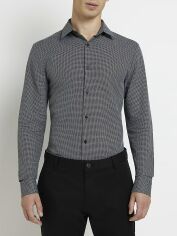 Акція на Сорочка бавовняна чоловіча River Island XAZ412780ANPW M Чорний/Білий від Rozetka