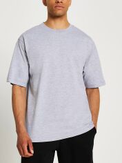 Акція на Футболка бавовняна довга чоловіча River Island XAZ412738NXYQ S Сіра від Rozetka