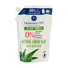 Акція на Рідке мило для рук Dermaflora Aloe Vera Natural Liquid Soap з алое вера, 800 мл (дойпак) від Eva