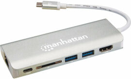 Акція на Intracom Adapter Manhattan USB-C to HDMI+2xUSB3.0+RJ45+SD Pd Silver від Stylus