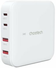 Акція на Choetech Wall Charger 2хUSB-C+2хUSB GaN 100W White (PD8008-EU-WH) від Stylus