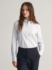 Акція на Сорочка бавовняна жіноча GANT Reg Classic Poplin Striped Shirt 4300214-455 38 Блакитна від Rozetka