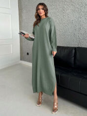 Акція на Сукня довга зимова жіноча SHEIN GD-00090271 One Size Сіра із зеленим від Rozetka