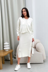 Акція на Кардиган вязаный женский Grace Art Knit молочный L від Podushka