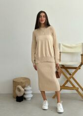 Акція на Юбка вязаная Katrin бежевая Art Knit XXL від Podushka