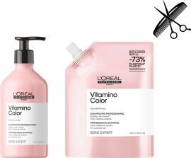 Акція на Набір шампуню L'Oreal Professionnel Paris Serie Expert Vitamino Color для захисту та збереження кольору фарбованого волосся 500 мл + Refill 500 мл (3474636975952/3474637242190) від Rozetka