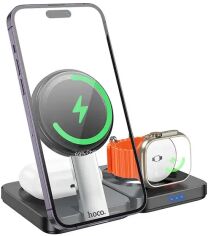 Акція на Hoco Wireless Charger CQ11 Ingenious 3in1 Folding Black for iPhone 16 I 15 I 14 I 13 I 12 series, Apple Watch and Apple AirPods від Stylus