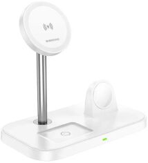 Акція на Borofone Wireless Charger BQ29 Feliz 3in1 White for iPhone 16 I 15 I 14 I 13 I 12 series, Apple Watch and Apple AirPods від Stylus