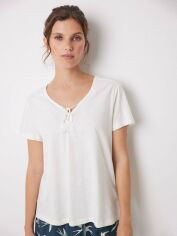 Акція на Піжамна футболка жіноча бавовняна Women'Secret Mmc Contrast Tee Ecru 3278401 M Бежева від Rozetka