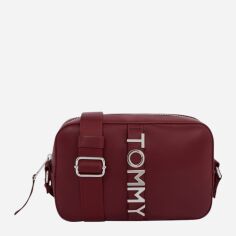 Акція на Сумка крос-боді через плече жіноча маленька Tommy Hilfiger AW0AW16511-VLP Бордова від Rozetka