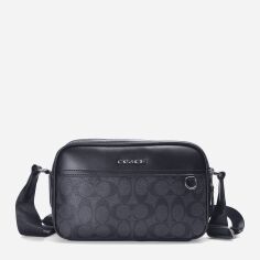 Акція на Сумка крос-боді через плече чоловіча з натуральної шкіри Coach Graham Crossbody In Signature Canvas BG-COA-1 Чорна від Rozetka