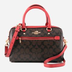 Акція на Сумка крос-боді через плече жіноча з натуральної шкіри Coach Rowan Satchel In Leather BG-COA-32 Коричнева від Rozetka
