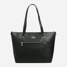 Акція на Сумка шоппер жіноча з натуральної шкіри Coach Gallery Tote Black BG-COA-40 Чорна від Rozetka
