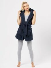 Акція на Халат жіночий флісовий теплий з капюшонів Key Night & Day LHW 152 L/XL Синій від Rozetka