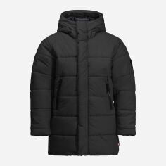 Акція на Дитяча зимова куртка для хлопчика Jack Wolfskin Teen Ins Long Jacket Y 1610171_6502 128 см Чорна від Rozetka