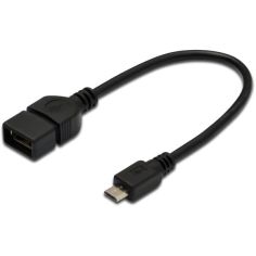 Акция на Адаптер Assmann USB-A to microUSB 0.2m Black (AK-300309-002-S) от MOYO