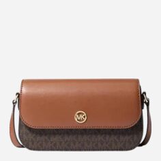 Акція на Сумка крос-боді через плече жіноча тканинна маленька Michael Kors 35F1GTVC2B Коричнева від Rozetka