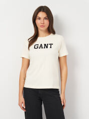 Акція на Джемпер жіночий GANT Reg Velour Applique T-Shirt 4201256-130 L Білий від Rozetka