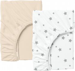 Акція на Набір Cosas Простирадло на резинці 160x200 2 шт Set_Beige_StarGrey від Rozetka