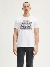 Акція на Футболка бавовняна довга чоловіча Levi's Horse Graphic 122141468 S Біла з принтом від Rozetka