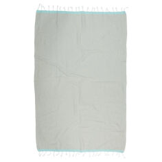 Акція на Полотенце пляжное Pestemal Basak Barine Light Grey Mint серо-ментоловое 95х165 см від Podushka