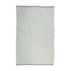 Акція на Полотенце пляжное Pestemal Basak Barine Light Grey серое 95х165 см від Podushka