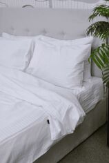 Акція на Комплект постільної білизни Delight Євро 200х220 см Luxury White Страйп-сатин (Stripe_satin_White_2,5) від Rozetka