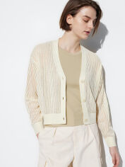 Акція на Кардиган в'язаний жіночий Uniqlo 534096281 S Молочний від Rozetka