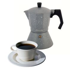 Акція на Кофеварка гейзерная Kamille 600мл 2519GR серый мрамор від Podushka