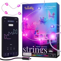 Акція на Smart LED Гирлянда Twinkly Strings USB  100 Heart-shaped RGB LEDs, Clear Wire, USB-C (TWKH100RGB-T) від MOYO