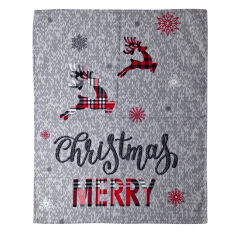 Акція на Полотенце вафельное рождественское кухонное Merry Christmas SoundSleep серо-красное 45х60 см від Podushka
