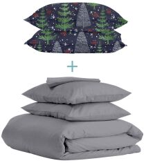 Акція на Комплект Cosas Євро Ranfors Graphite + подарунок наволочки 2 шт Winter Wood Night від Rozetka