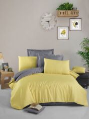 Акція на Комплект постільної білизни Victoria євро 200x220 см Plain Sateen Yellow/Grey сатин від Rozetka