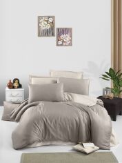 Акція на Комплект постільної білизни Victoria євро 200x220 см Plain Sateen Cappucino/Cream сатин від Rozetka