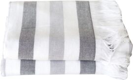Акція на Рушник махровий Hobby для обличчя 50х90 см Stripe Peshtemal Сірий від Rozetka