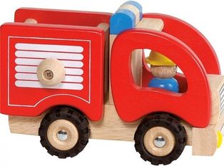 Акция на Машинка деревянная goki Пожарная красный (55927G) от MOYO
