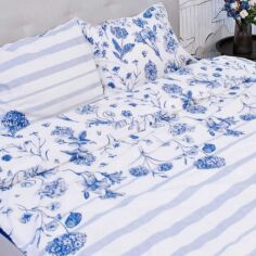 Акція на Комплект постільної білизни Delight Двоспальний 170х215 см Blue Flowers Бязь від Rozetka