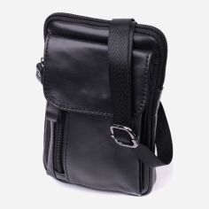 Акція на Сумка планшет через плече чоловіча шкіряна маленька Vintage leather-22563 Чорна від Rozetka
