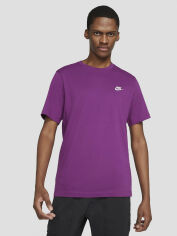 Акція на Футболка бавовняна довга чоловіча Nike M Nsw Club Tee AR4997-504 S Фіолетова від Rozetka