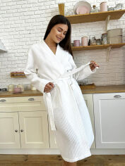Акція на Женский длинный вафельный халат P-120 Cosy белый XXL від Podushka