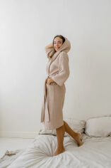 Акція на Халат женский вафельный с капюшоном P-202 Cosy бежевый L від Podushka