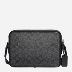 Акція на Сумка крос-боді через плече чоловіча з натуральної шкіри Coach Charter Crossbody 24 In Signature Canvas BG-COA-11 Чорна від Rozetka