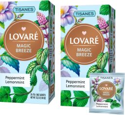 Акція на Комплект трав'яного чаю Lovare Magic Breeze з листя м'яти перцевої та мя'ти лимонної 24 пакетики по 1.3 г х 2 шт від Rozetka