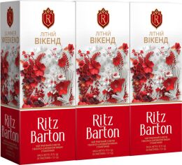 Акція на Упаковка чаю каркаде Ritz Barton Summer Weekend з вишнею 25 пакетиків х 1.5 г x 3 пачки від Rozetka
