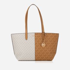 Акція на Сумка жіноча з штучної шкіри Michael Kors 882133841 Коричневий/Молочний від Rozetka