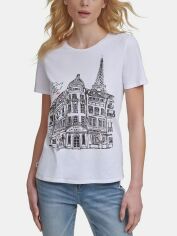 Акція на Футболка бавовняна жіноча Karl Lagerfeld 818075954 M Біла від Rozetka