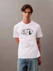 Акція на Футболка бавовняна довга чоловіча Calvin Klein 767121807 2XL Біла від Rozetka