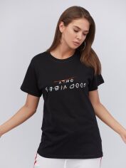 Акція на Футболка бавовняна довга жіноча YAPPI Boyfriend WB2107 S Чорна від Rozetka