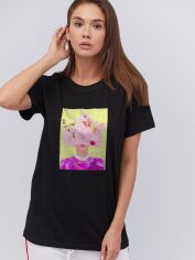 Акція на Футболка бавовняна довга жіноча YAPPI Boyfriend WB2108 S Чорна від Rozetka